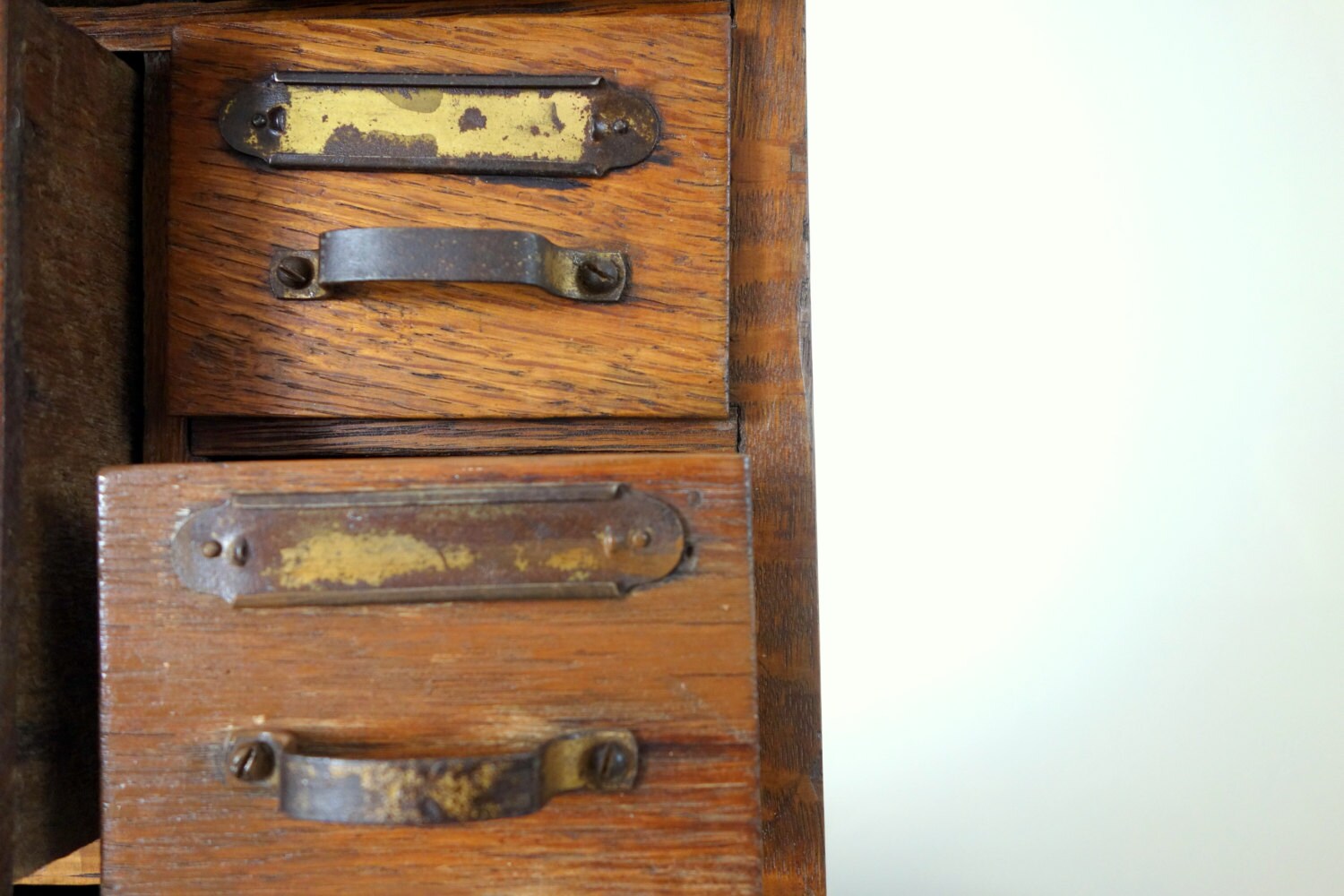 Sold Antique Rotating Hardware 130 Drawer Solid Oak