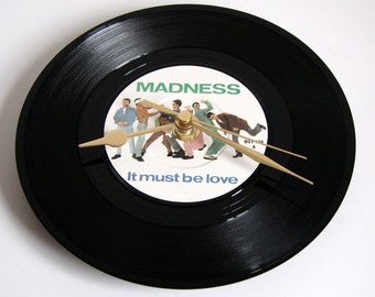 MADNESS Vinyl Record CLOCK from recycled 7" single "It Must Be Love". Boxed. Cool fun gift for men or women