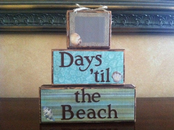 items similar to beach vacation countdown wood block set