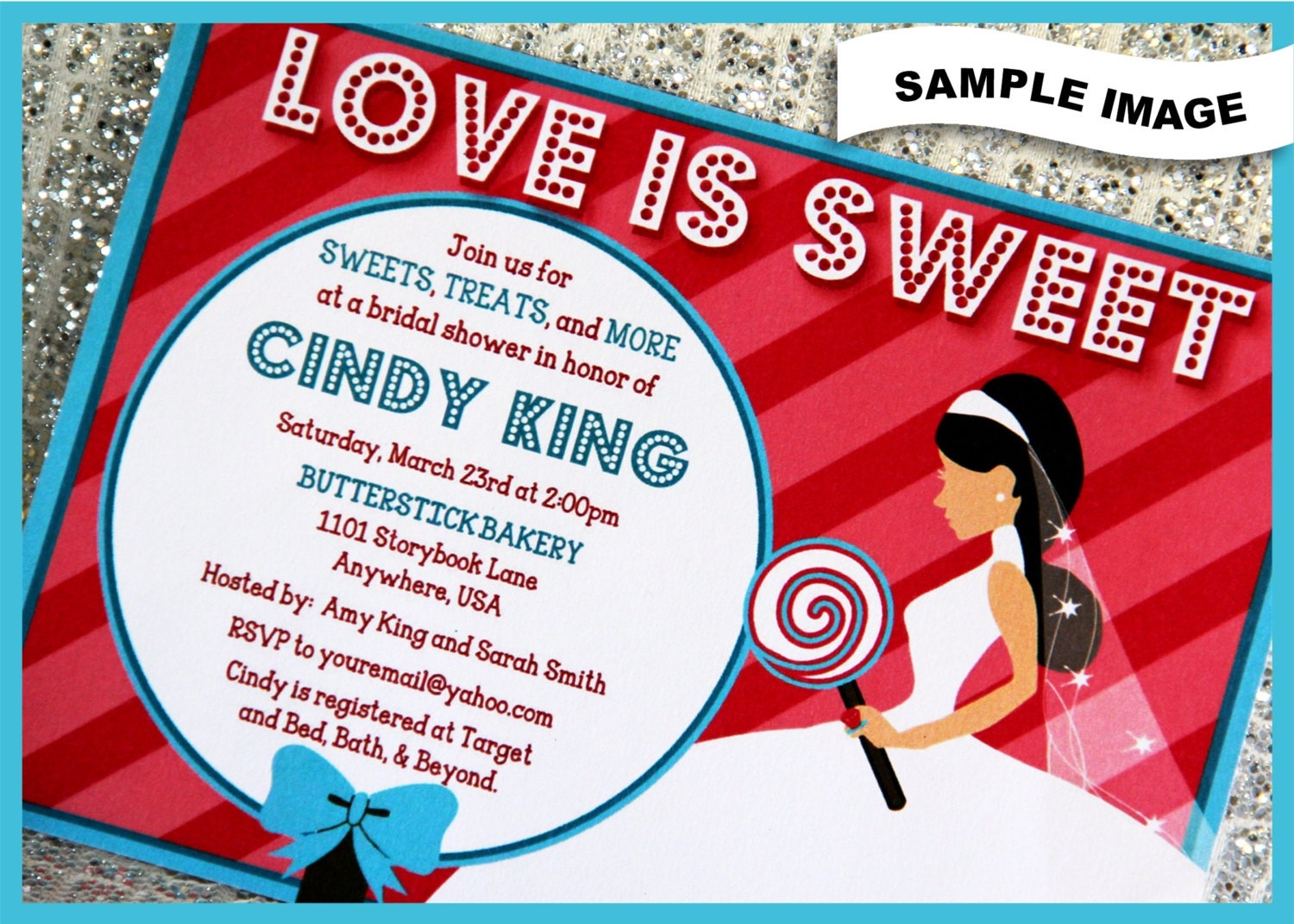Love Is Sweet Sillouhette Cake Bridal Shower Invitations Recipe Cards ...