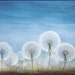 Magic Art, Original Art Flower Watercolor Painting, Dandelion Study, Realism, Painted Dandelions Art, Aquarelle in Blue by Dorota Polland