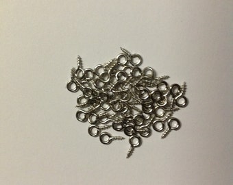 50 Silver Plated Screw Eye Bails, 10mm, Free Postage!