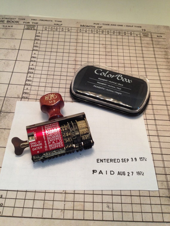 SALE Vintage Date Stamp Vintage Adjustable Wooden Rubber Date