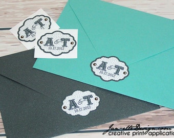 Vinyl Labels, Personalized Vinyl Monogram Stickers, Custom Wedding labels for stationery and favors