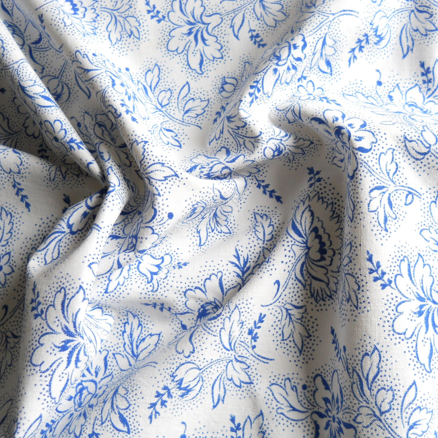 vintage blue floral fabric french vintage fabric blue fabric