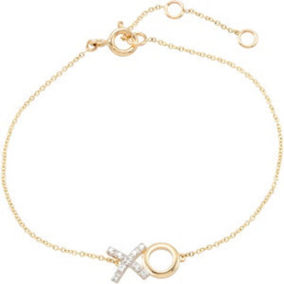 XO Diamond Bracelet Yellow Gold by JPoliseno on Etsy