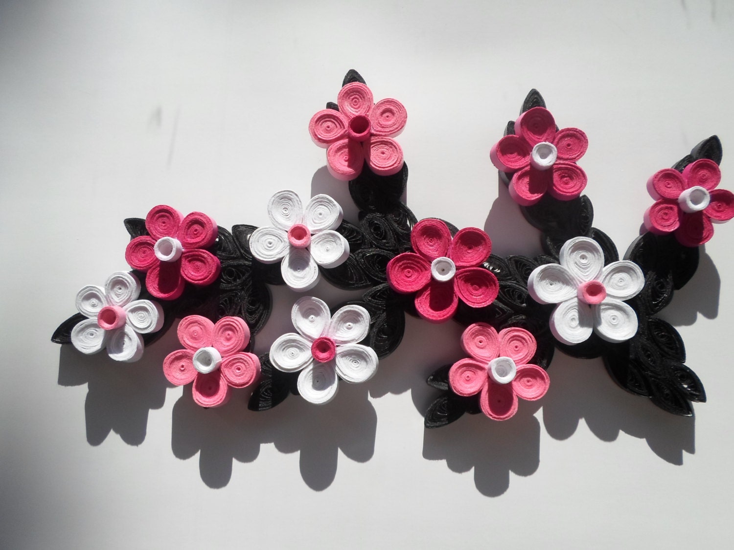 Wall decor Pink white flowers wall hanging by