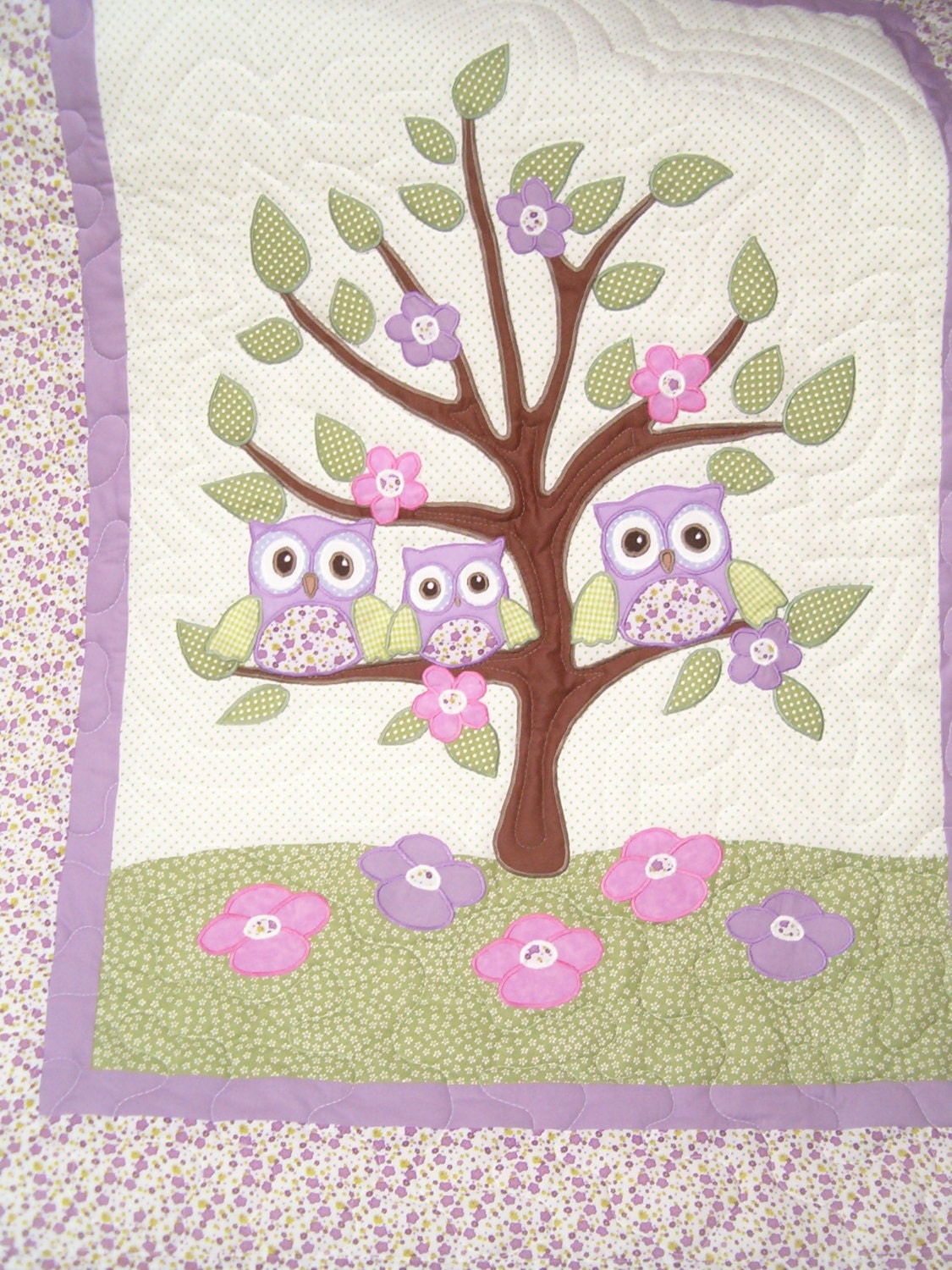 Organic Owl Quilt Baby Girl Crib Bedding Owl Pillow