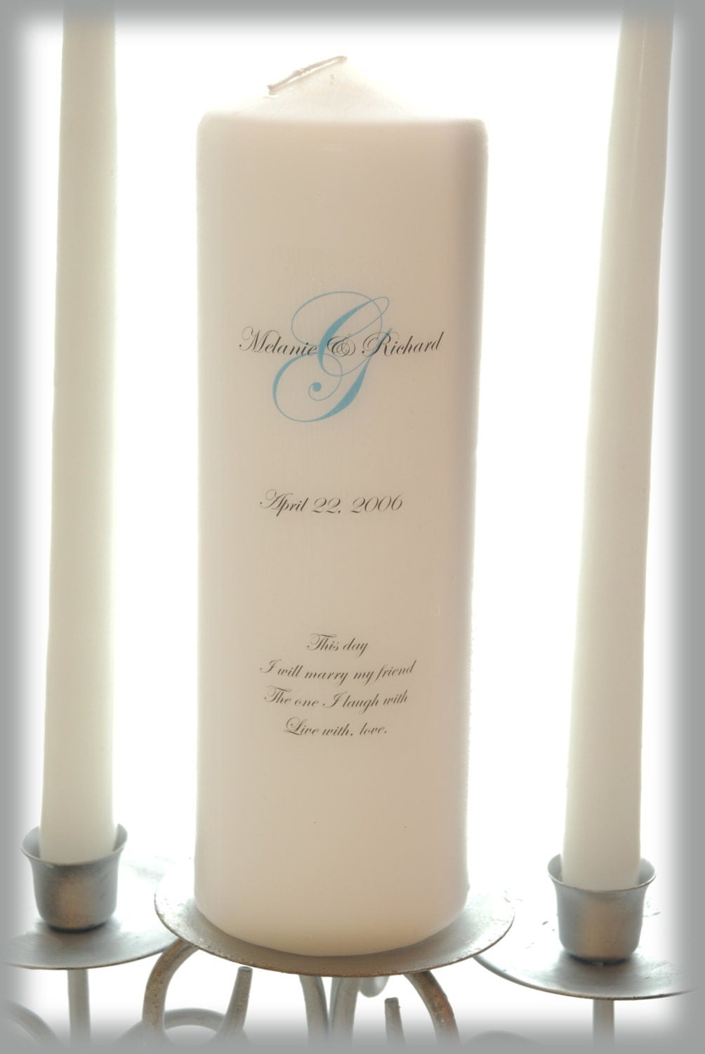 Personalized Unity Candle with Monogram wedding candles