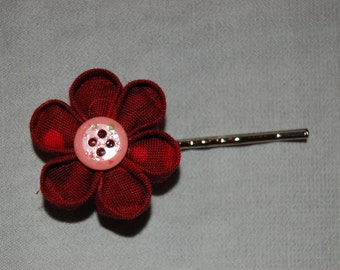Items similar to Fabric Button Bobby Pins - personalized - choose your ...