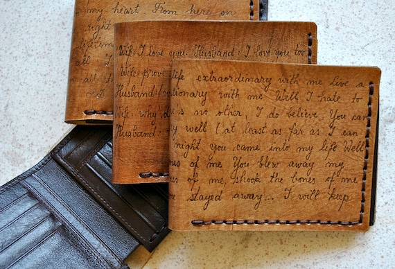 Leather wallet, custom personalized gift for your husband, boyfriend, father, brother.