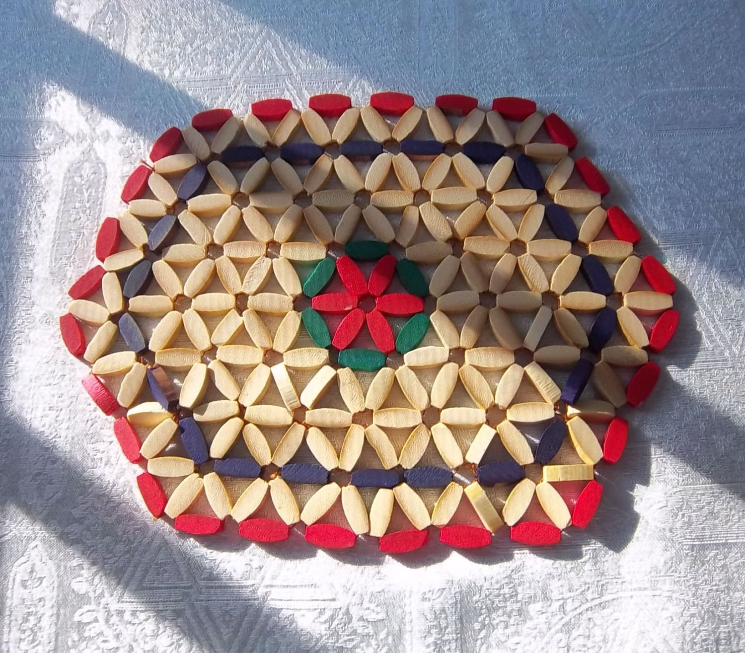 Wooden Bead Large Trivet Placemat by DayJahView on Etsy