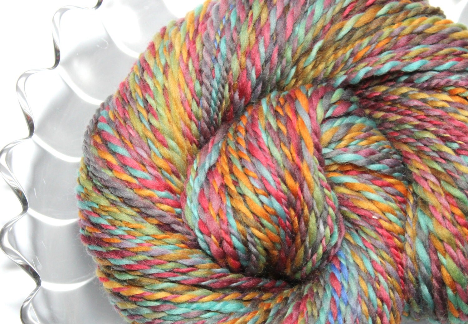 Handspun Yarn Coral Reef Falkland Wool Heavy by LittleLibellule