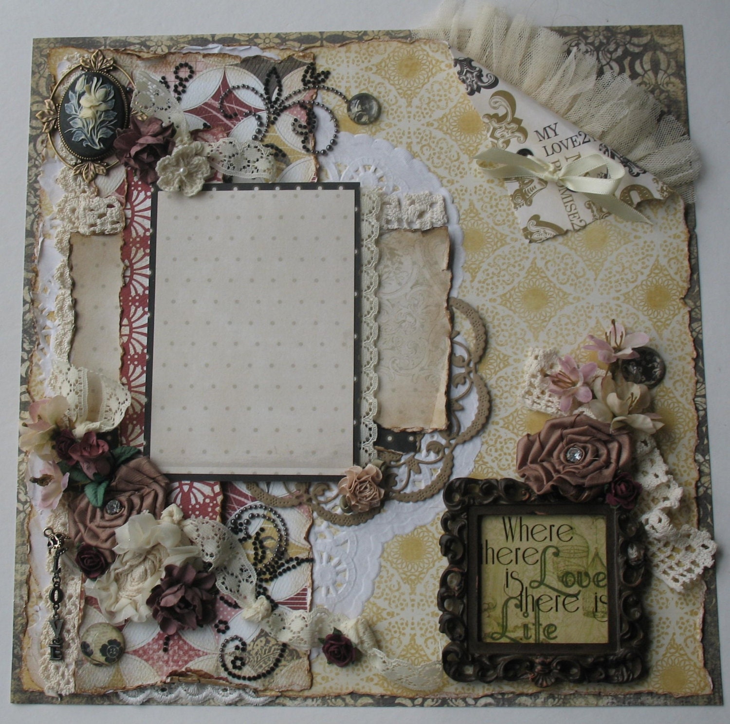 Premade Scrapbook Page 12 X 12 Vintage Romantic By Dianesniceties 8870