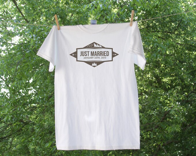 Just Married Mountain Theme Wedding Party Shirt - TW