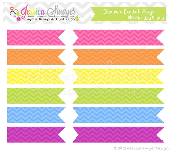INSTANT DOWNLOAD, Chevron Digital Flags Clipart Clip Art Commercial Use Personal Use Digital Scrapbooking Invitation Design Il_570xn