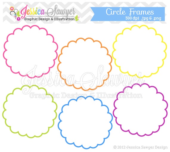 INSTANT DOWNLOAD, whimsical circle frames - tag clipart - printable labels - rainbow - cards - invitations - scrapbook - digital frames Il_570xn