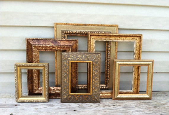 6 Gold Open Frames Wall Gallery / Hanging by ReFeatherYourNest