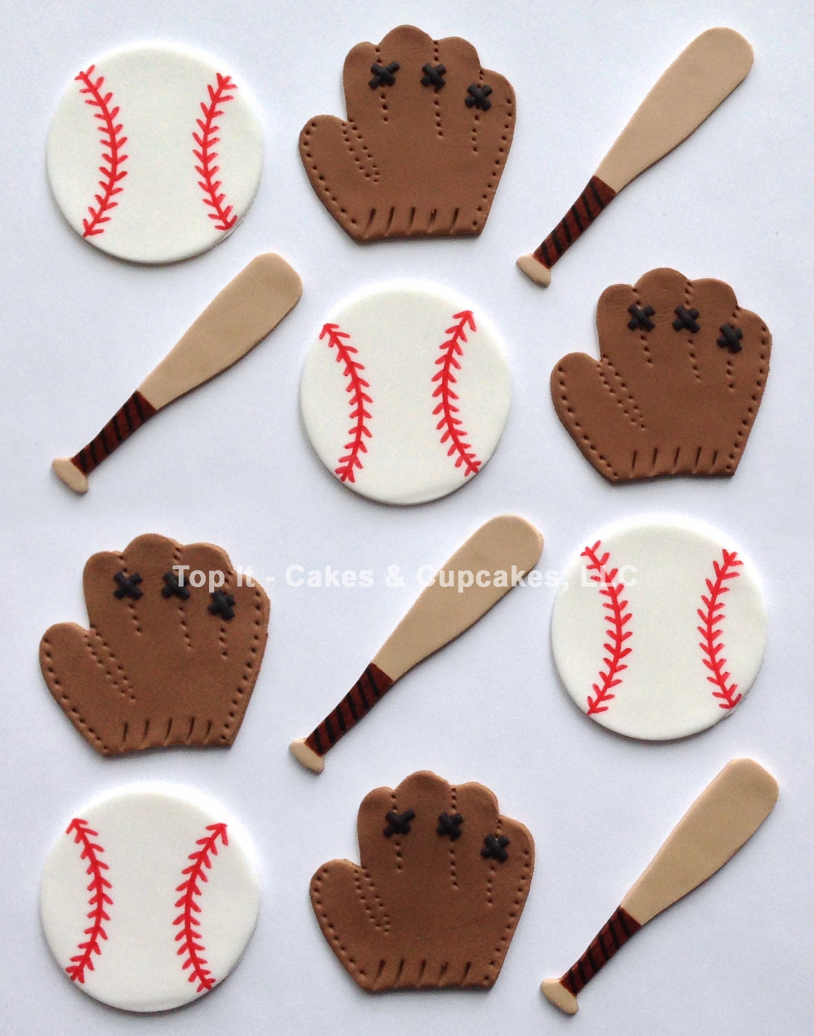 Fondant Cupcake Toppers Baseballs Mitts Bats