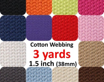 Cotton Webbing 1.5 inches 3 yards You Pick Colors Key Fobs Belts Purse Bag Straps Leash