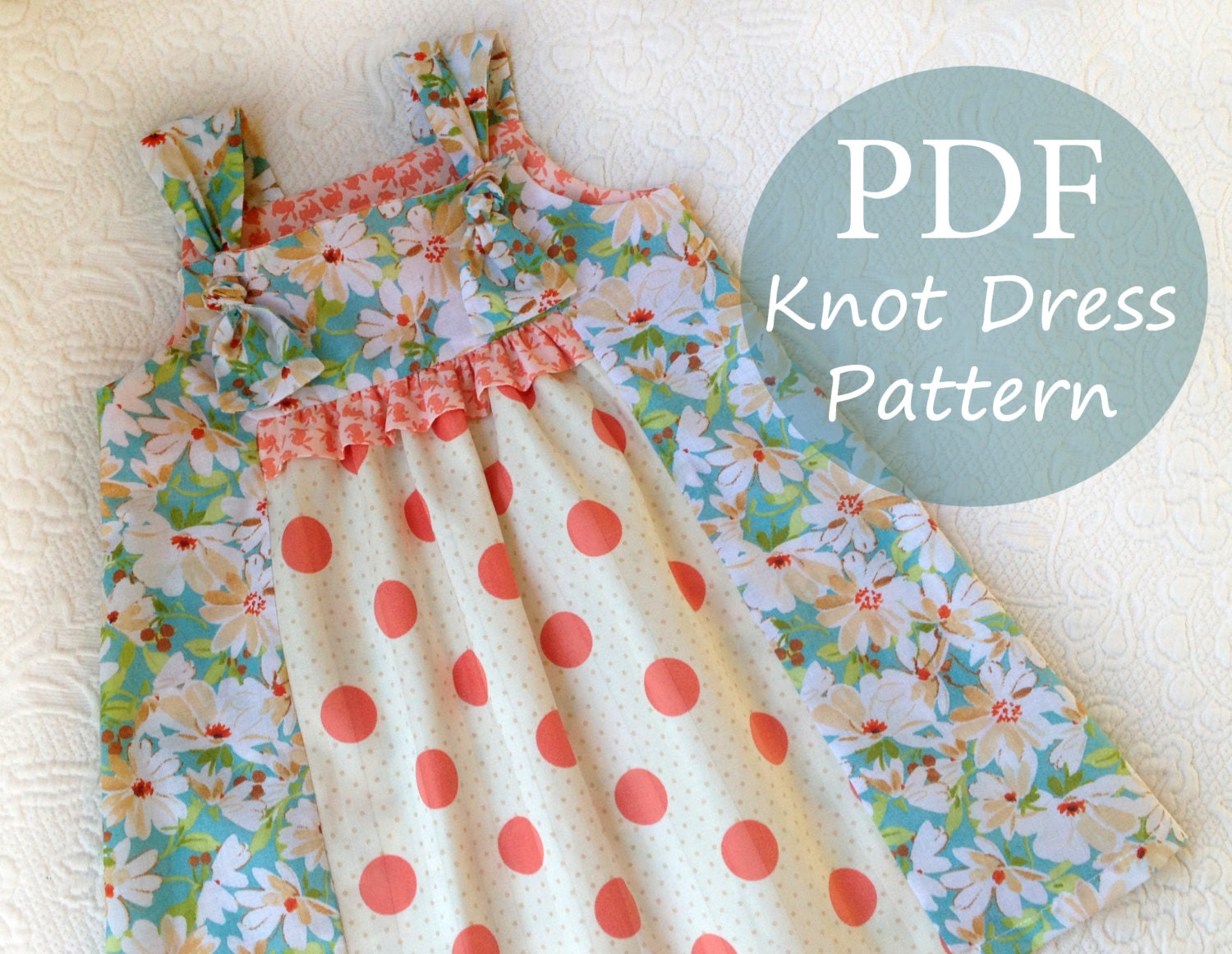 Forget-Me-Knot Girl's Knot Dress Pattern PDF. Sewing