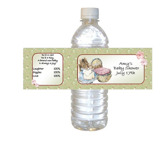 Personalized Vintage Peter Rabbit Water Bottle Labels set of