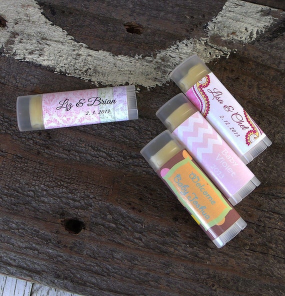 25  Custom Baby Shower Lip Balm, Personalized, Bridesmaids Gift, Bridal Shower Favor, Baby Shower