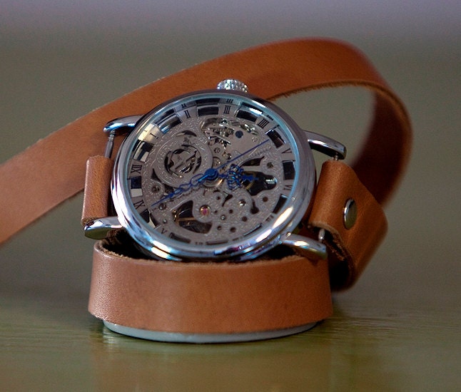 Mechanical Leather Wrap Watch  FREE SHIPPING