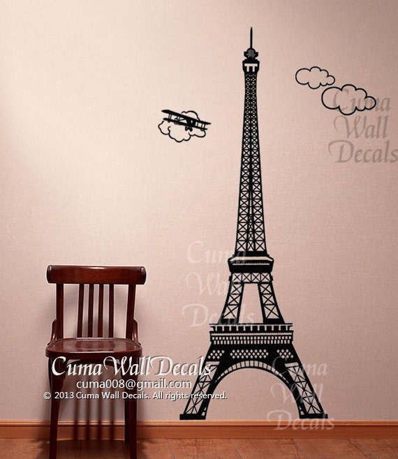 Paris wall decal Eiffel tower vinyl wall decals Urban by cuma