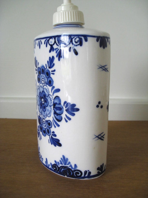 Hand painted Delft Blue soap or lotion dispenser