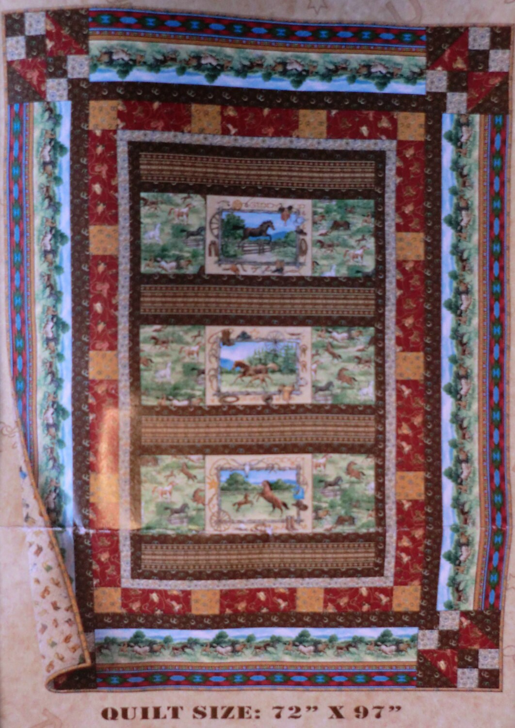 Horse Quilt Kit for Twin Bed & pillow sham. SPECIAL PRICE