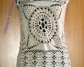 Items similar to Handmade lace crocheted tank top - pineapples pattern ...