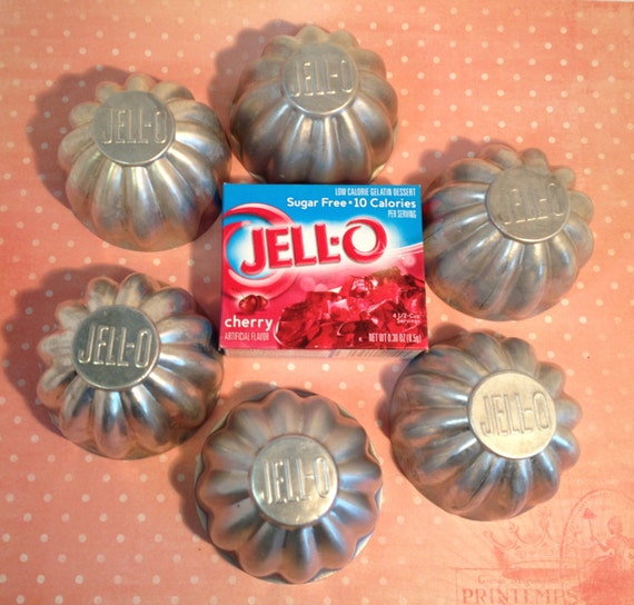 6 JELLO Molds Vintage 1950's Aluminum Tin by TheVintageBirdNest