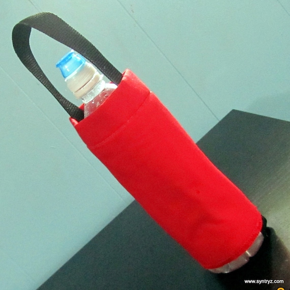 Insulated Water Bottle Cover 24oz 1L Red Black Handle by Syntryz