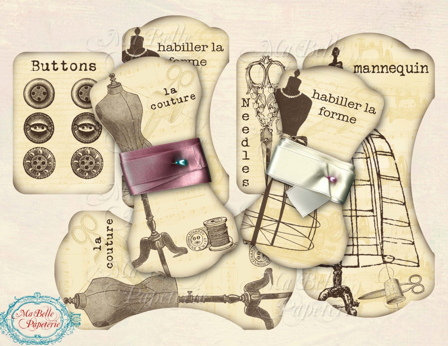 Vintage Dress Forms and Sewing Notions Ribbon or Lace Holder