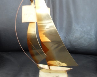 Vintage Metal Sailboat Sculpture by "DE MOTT" of California