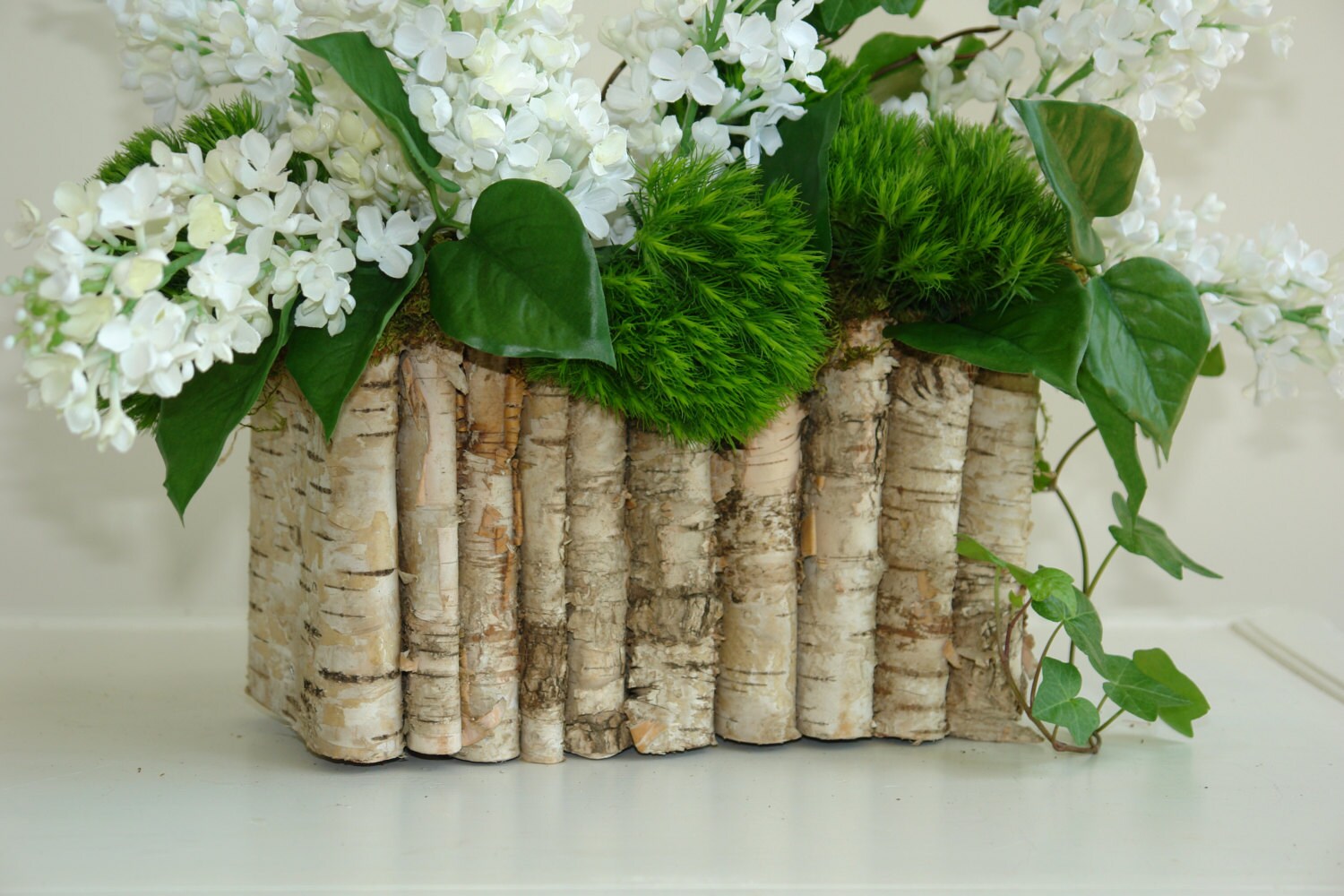 birch bark wood vases flower pot rustic white lilac baskets
