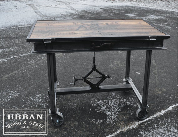 Items similar to Industrial Adjustable Drafting Table on Etsy