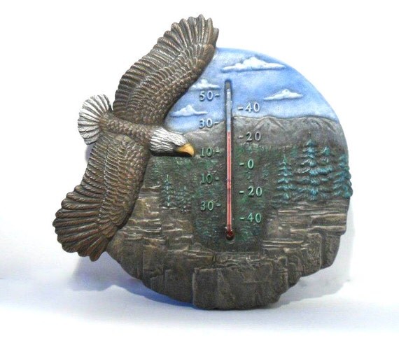 Ceramic Eagle Thermometer 11 1/2 inches hand painted