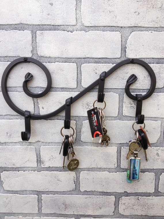 Wrought Iron Key Holder Leash Holder Pot by EuropeanIronDecor