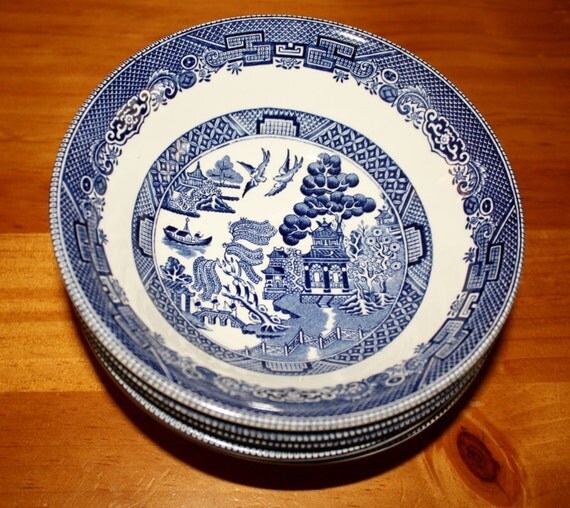 Vintage Blue Willow Johnson Brothers Dinnerware China Soup
