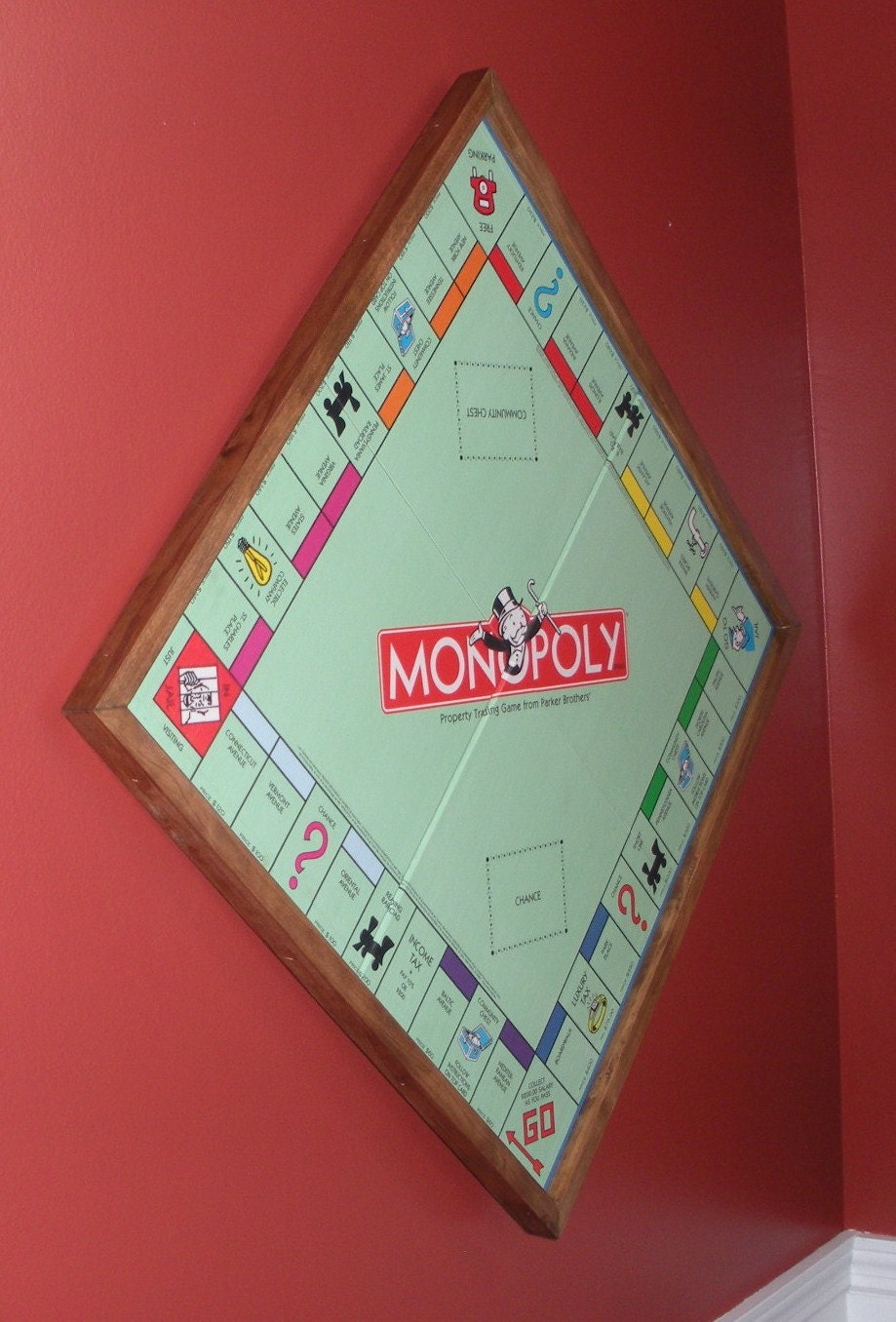 Monopoly Wood Game Board Game Wall Art Upcycled-Home