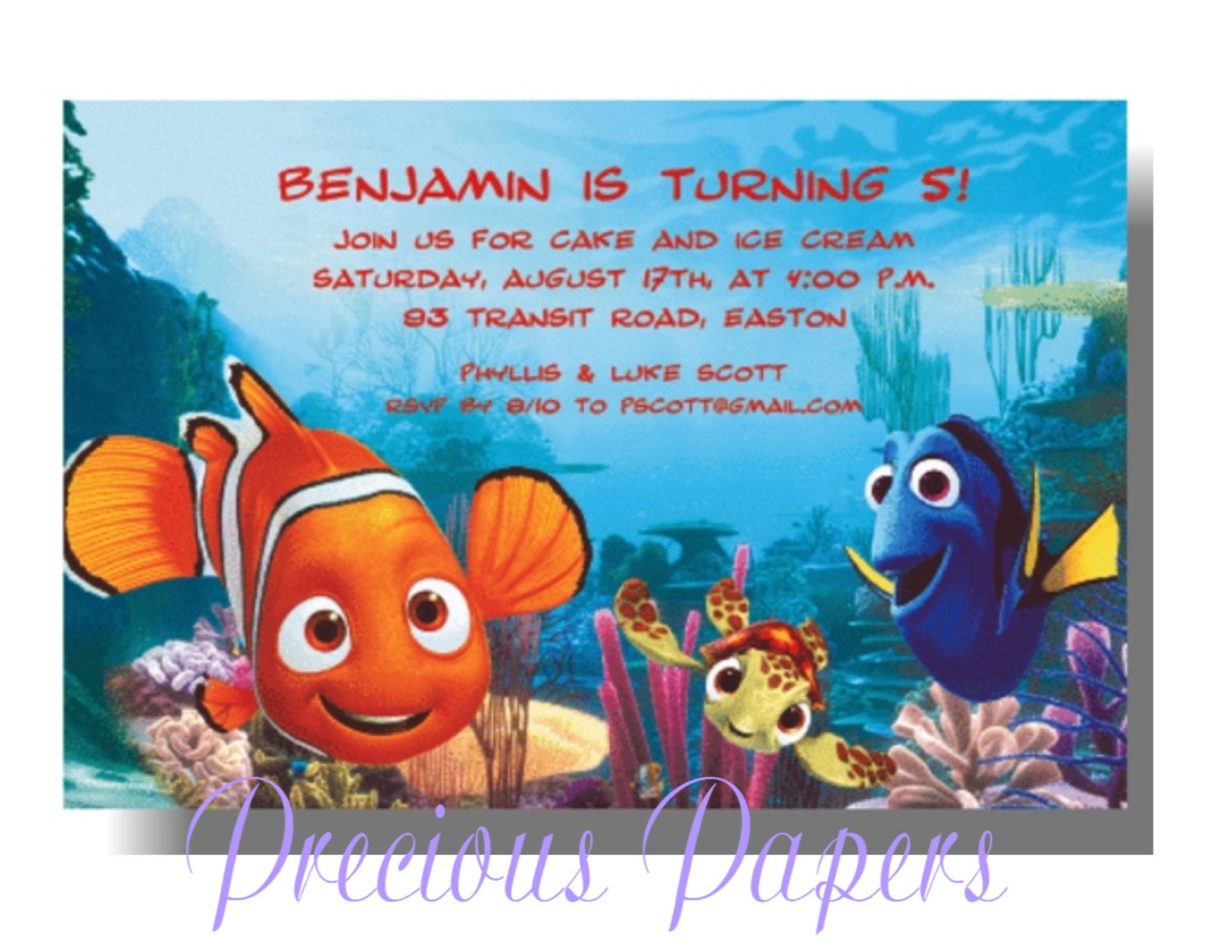 Personalized Finding Nemo Invitations 4
