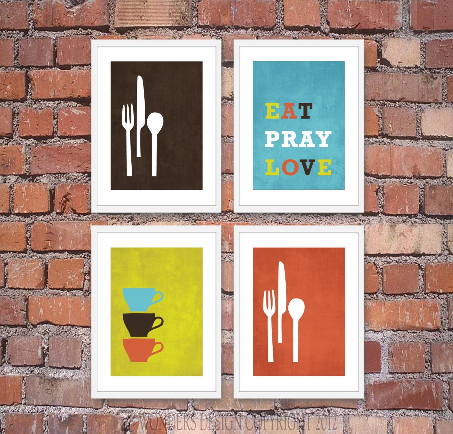 Modern Kitchen Wall Art Print Set Inspirational by 7WondersDesign