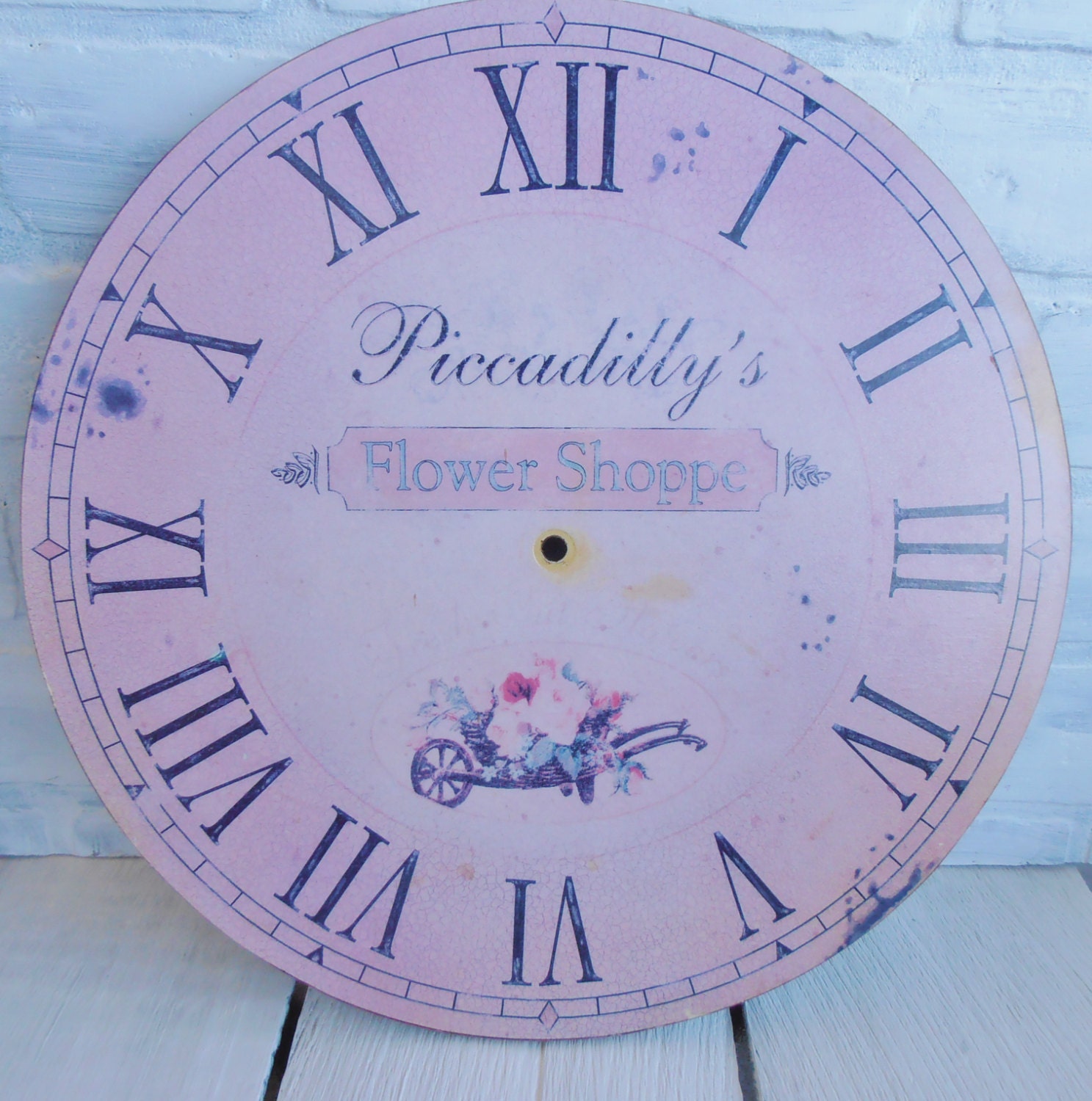 Vintage Romantic Style Clock Face Flower Shoppe Sign