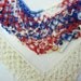 Vintage Linen Handkerchiefs (Hankies) with Lover's Knot Crocheted Trim, One White, One Patriotic