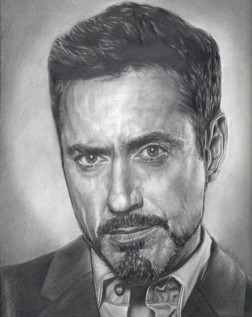  Drawing Print of Robert Downey Jr . as Tony Stark in Iron Man 3