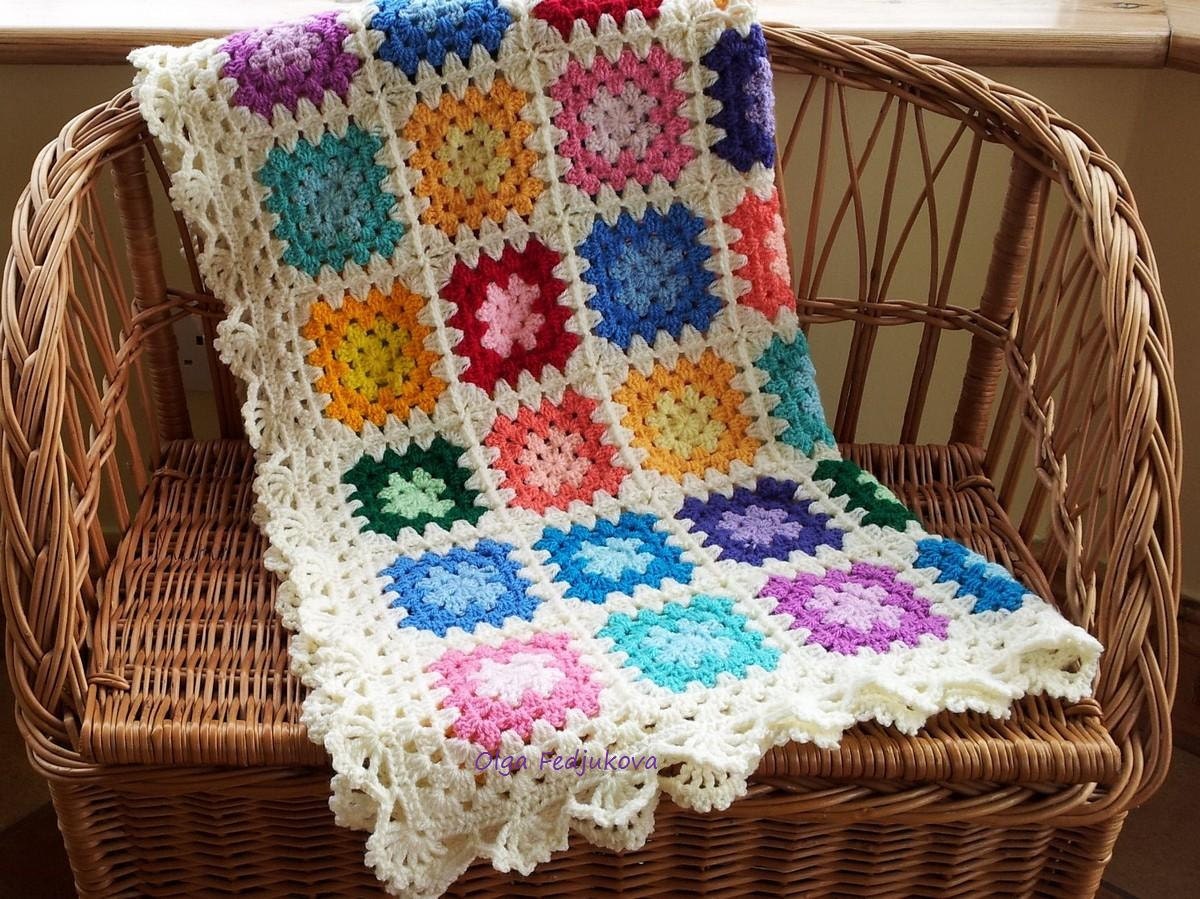 Download Colourful Crochet Granny Square Baby Blanket