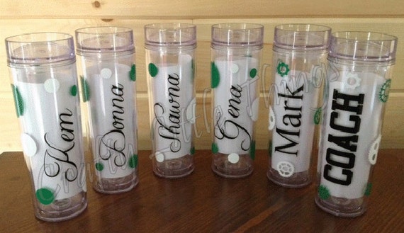 Set of 3 Personalized custom acrylic 16 oz Tall and Skinny tumbler cup