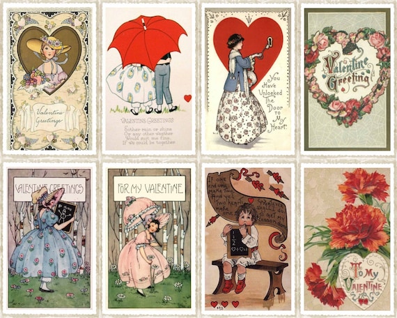 Items similar to Vintage Valentine Gift Tags, 8 Printable ... Items similar to Vintage Valentine Gift Tags, 8 Printable ...